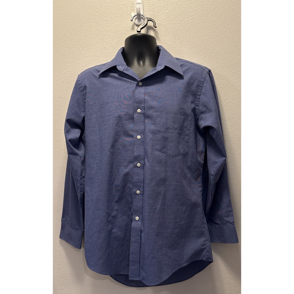 Towncraft Blue Button Down Shirt Size 15.5‎ 32/33 Long Sleeve Casual Dress Shirt